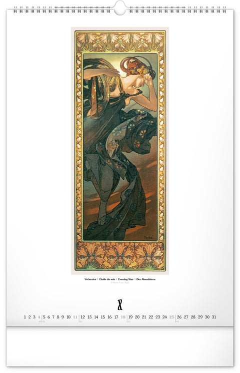 Wall calendar Alphonse Mucha 2026, 33 x 46 cm