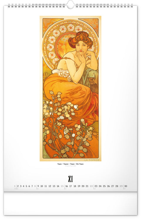 Wall calendar Alphonse Mucha 2026, 33 x 46 cm