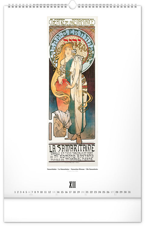 Wall calendar Alphonse Mucha 2026, 33 x 46 cm