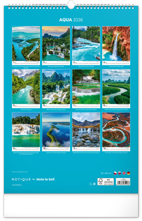 Wall calendar Aqua 2026, 33 x 46 cm