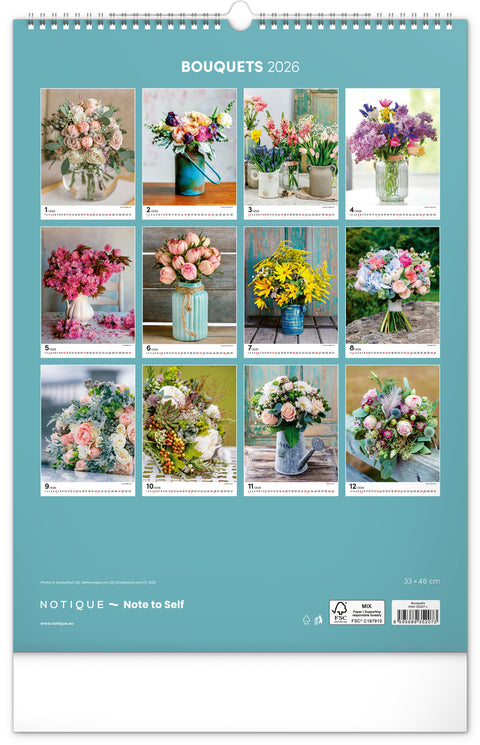 Wall calendar Bouquets 2026, 33 x 46 cm