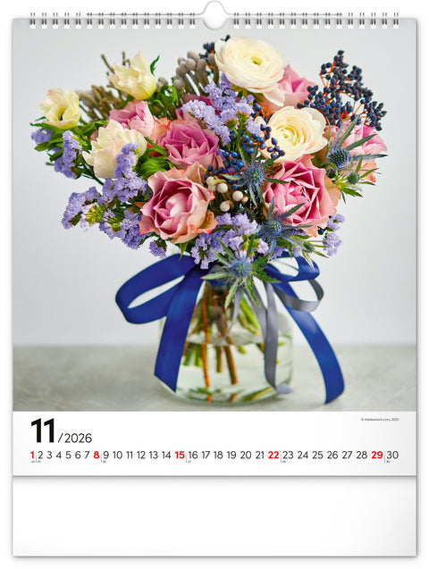 Wall calendar Flowers 2026, 30 x 34 cm