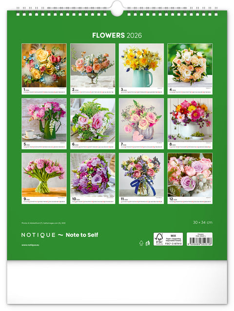 Wall calendar Flowers 2026, 30 x 34 cm