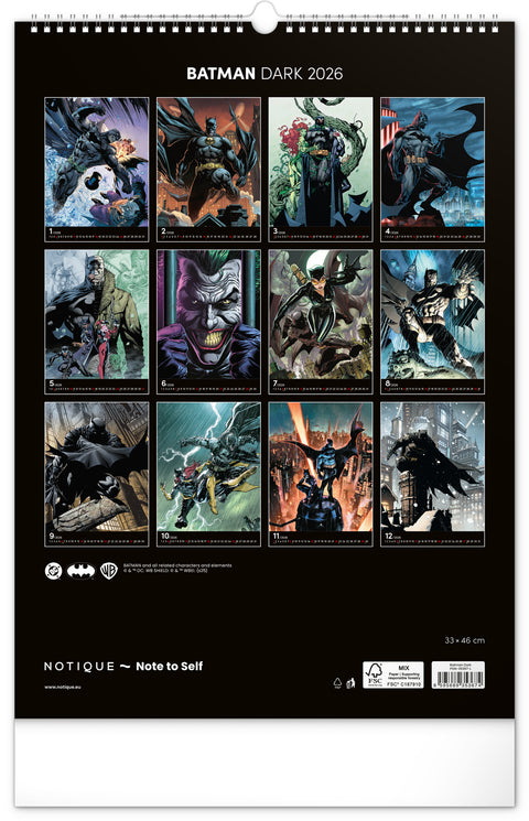 Wall calendar Batman Dark 2026, 33 x 46 cm