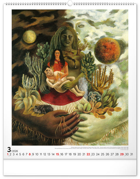Wall calendar Frida Kahlo 2026, 48 x 56 cm