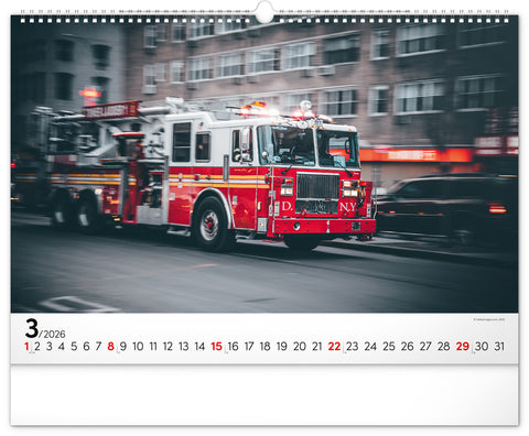 Wall calendar Fire Trucks 2026, 48 x 33 cm