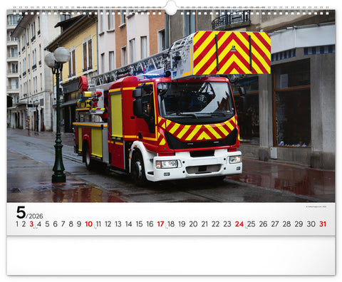 Wall calendar Fire Trucks 2026, 48 x 33 cm