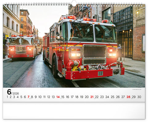 Wall calendar Fire Trucks 2026, 48 x 33 cm