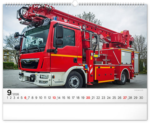 Wall calendar Fire Trucks 2026, 48 x 33 cm