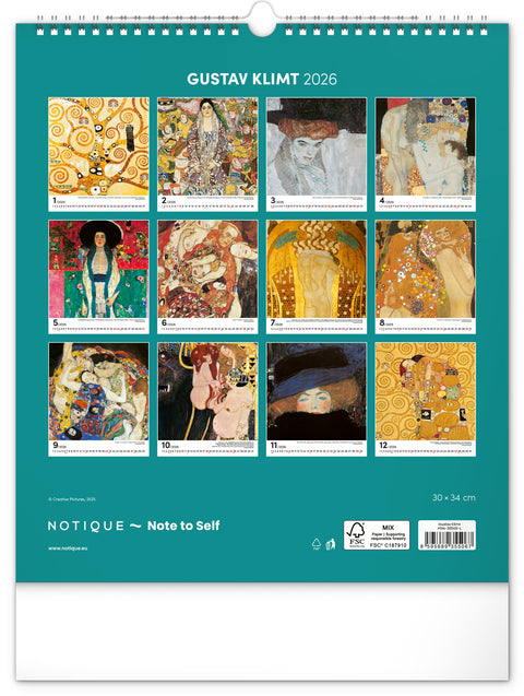 Wall calendar Gustav Klimt 2026, 30 x 34 cm