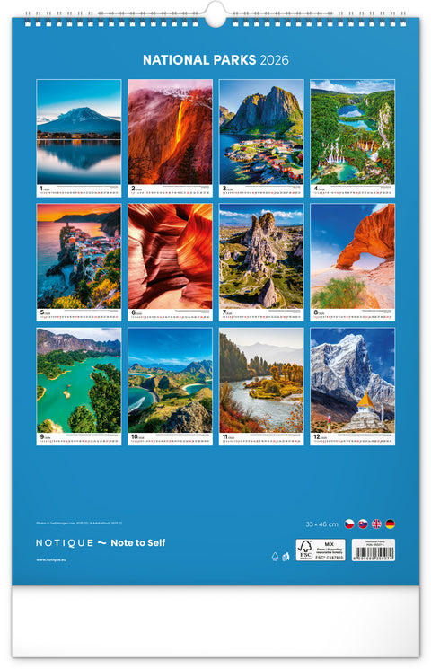 Wall calendar World National Parks 2026, 33 x 46 cm