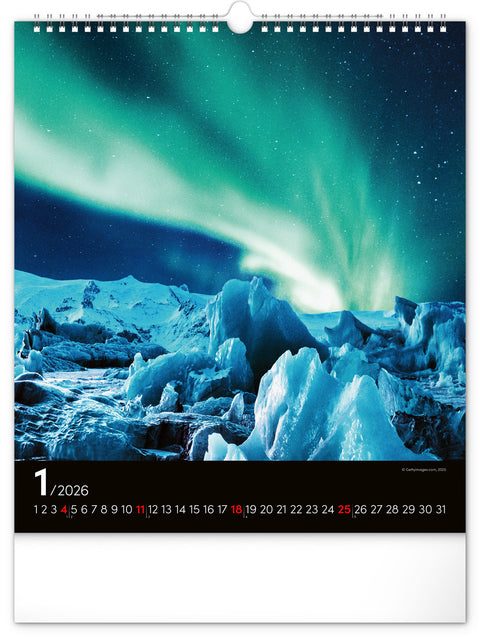 Wall calendar Aurora Borealis 2026, 30 x 34 cm