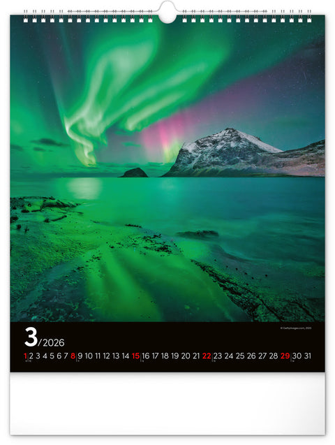 Wall calendar Aurora Borealis 2026, 30 x 34 cm