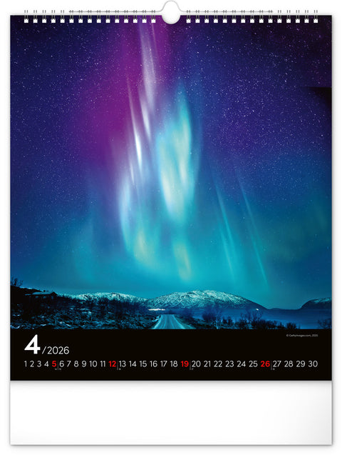 Wall calendar Aurora Borealis 2026, 30 x 34 cm