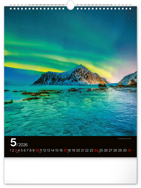Wall calendar Aurora Borealis 2026, 30 x 34 cm