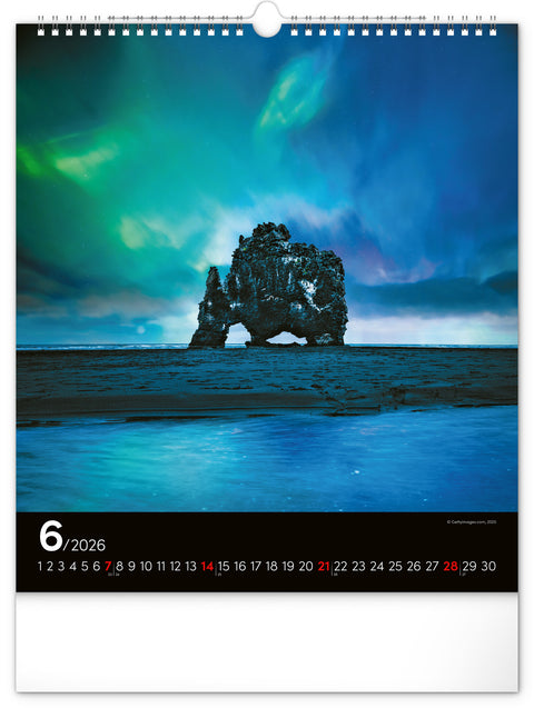 Wall calendar Aurora Borealis 2026, 30 x 34 cm