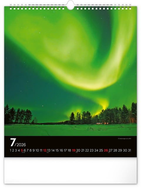 Wall calendar Aurora Borealis 2026, 30 x 34 cm