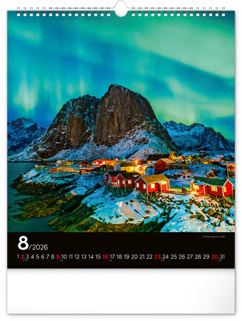 Wall calendar Aurora Borealis 2026, 30 x 34 cm
