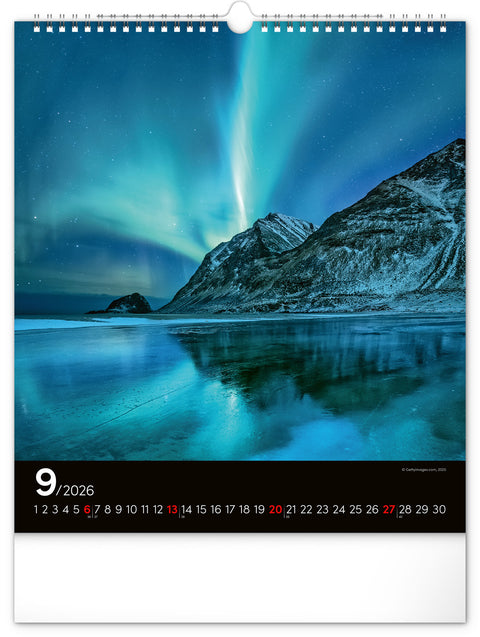 Wall calendar Aurora Borealis 2026, 30 x 34 cm