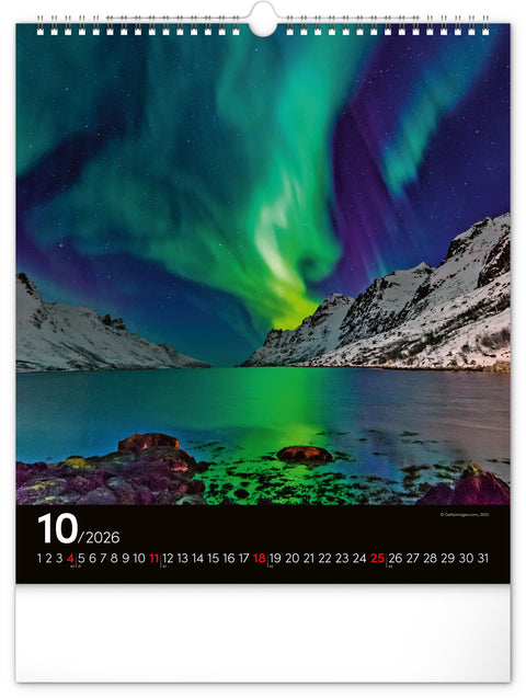 Wall calendar Aurora Borealis 2026, 30 x 34 cm