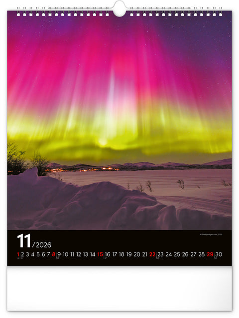Wall calendar Aurora Borealis 2026, 30 x 34 cm