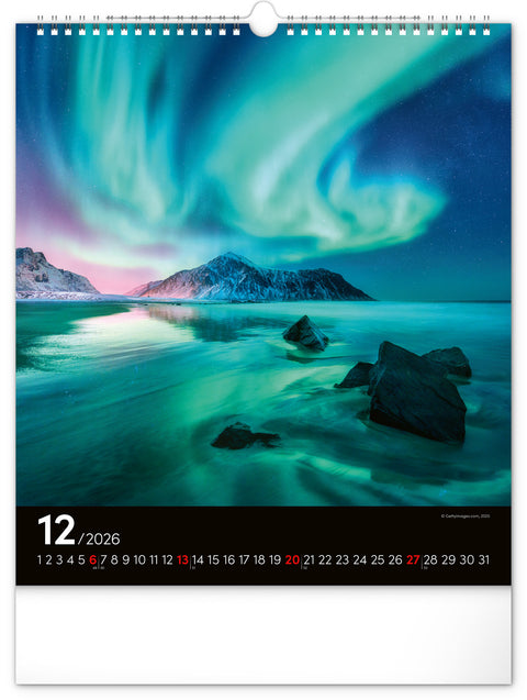 Wall calendar Aurora Borealis 2026, 30 x 34 cm