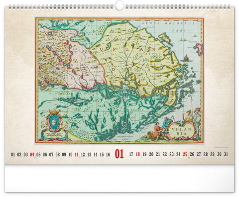 Wall calendar Antique maps 2026, 48 x 33 cm