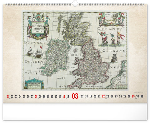Wall calendar Antique maps 2026, 48 x 33 cm