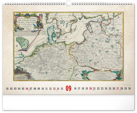 Wall calendar Antique maps 2026, 48 x 33 cm