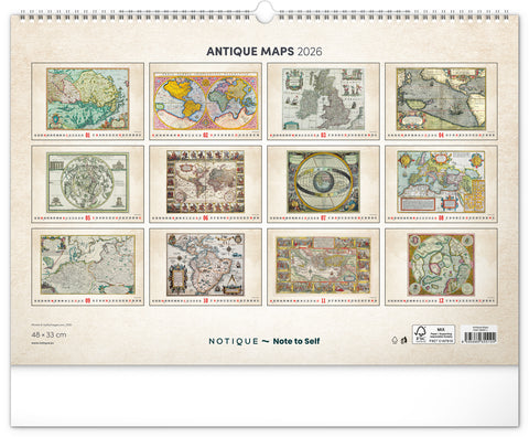Wall calendar Antique maps 2026, 48 x 33 cm