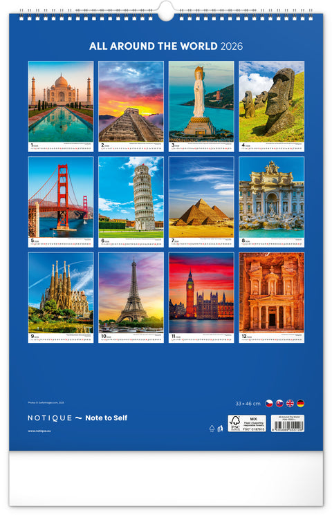 Wall calendar All around the World 2026, 33 x 46 cm