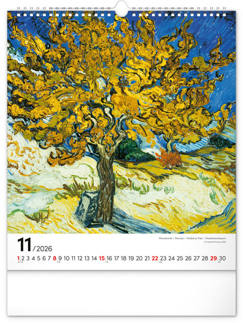 Wall calendar Vincent van Gogh 2026, 30 x 34 cm