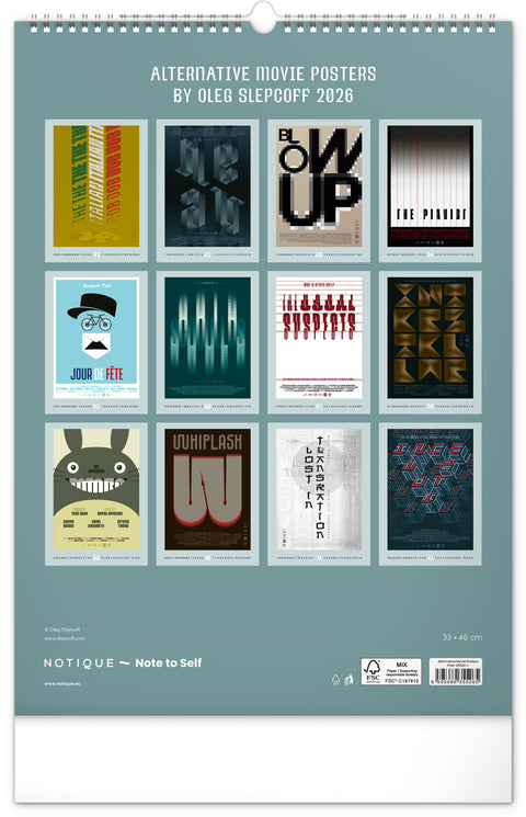 Wall calendar Alternative Movie Posters 2026, 33 x 46 cm