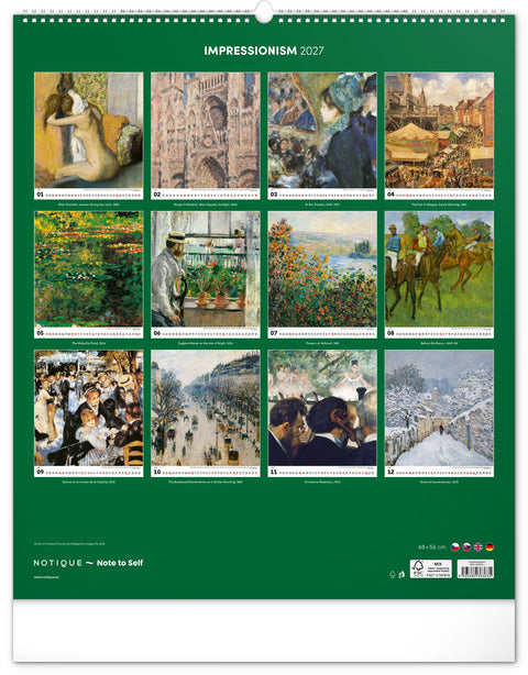 Wall calendar Impressionism 2027, 48 x 56 cm