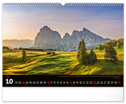 Wall calendar Landscapes 2027, 48 x 33 cm