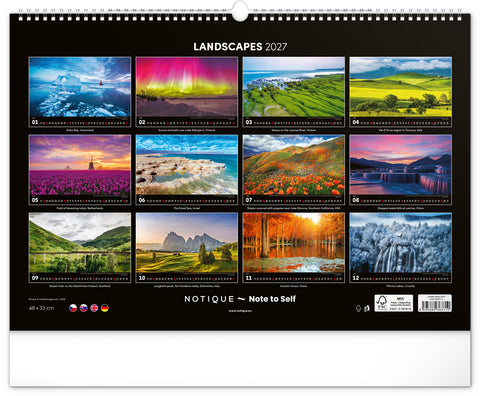 Wall calendar Landscapes 2027, 48 x 33 cm