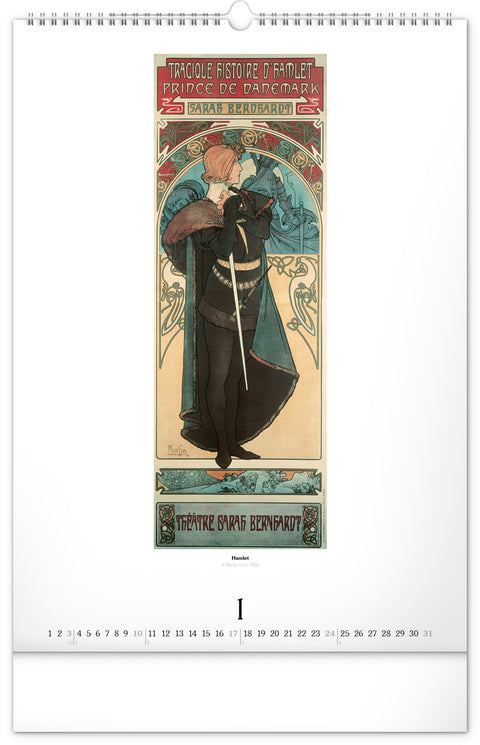 Wall calendar Alphonse Mucha 2027, 33 x 46 cm