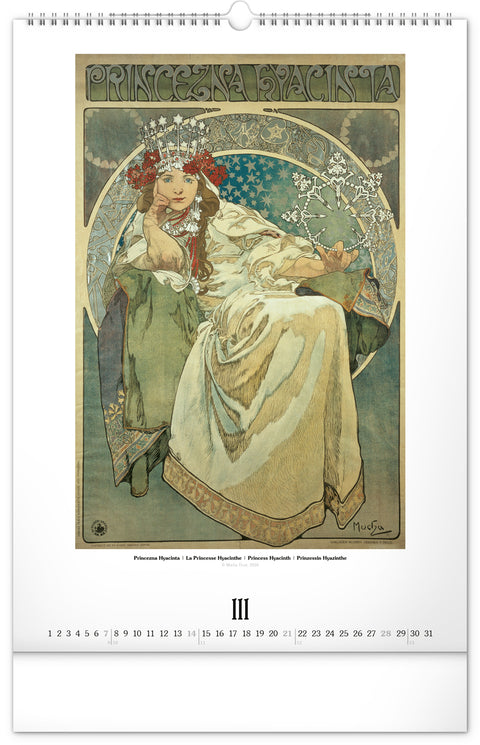 Wall calendar Alphonse Mucha 2027, 33 x 46 cm