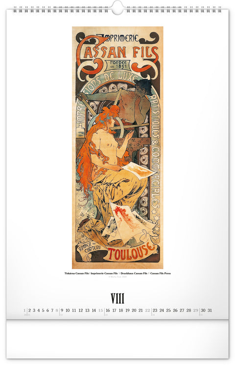 Wall calendar Alphonse Mucha 2027, 33 x 46 cm
