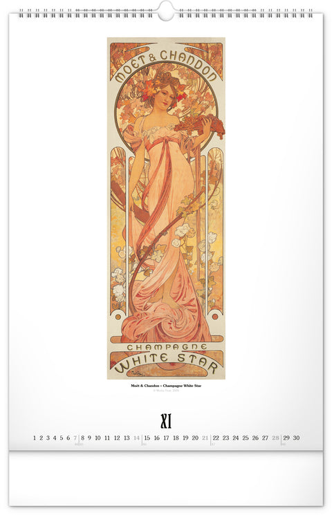 Wall calendar Alphonse Mucha 2027, 33 x 46 cm