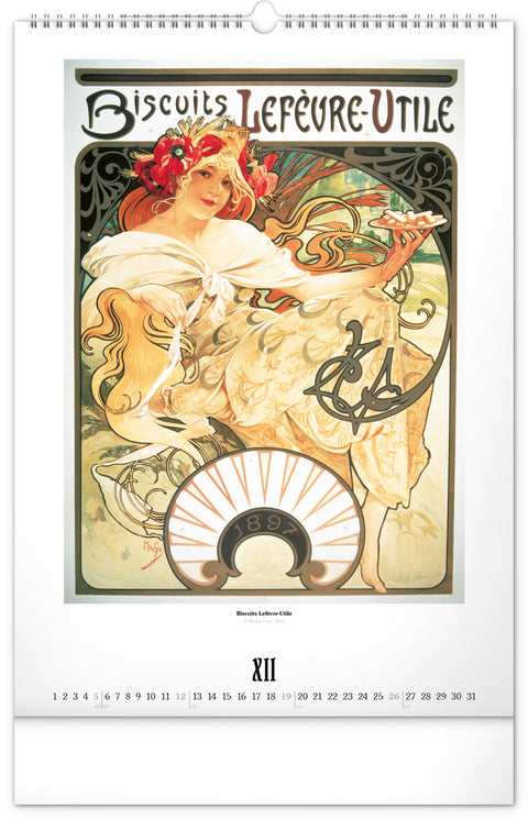 Wall calendar Alphonse Mucha 2027, 33 x 46 cm