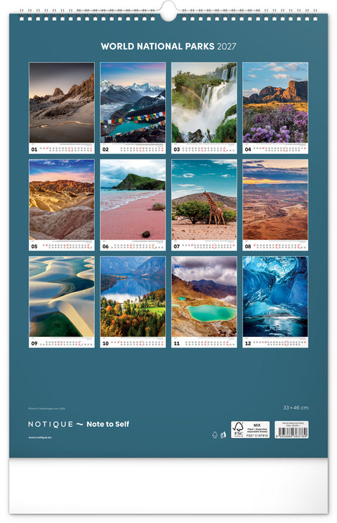 Wall calendar World National Parks 2027, 33 x 46 cm