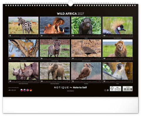 Wall calendar Wild Africa 2027, 48 x 33 cm