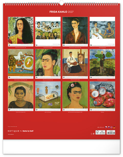 Wall calendar Frida Kahlo 2027, 48 x 56 cm