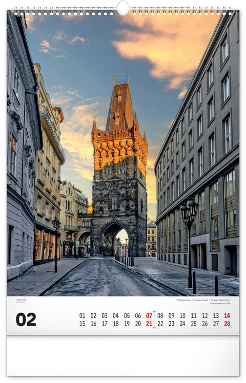 Wall calendar Prague 2027, 33 x 46 cm