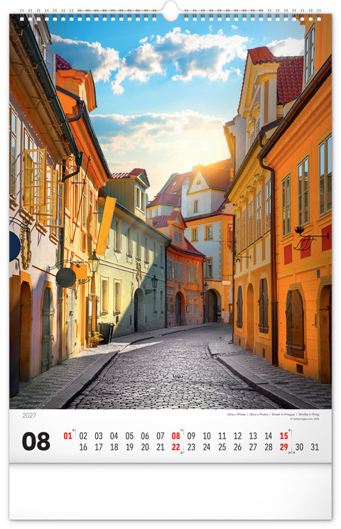 Wall calendar Prague 2027, 33 x 46 cm