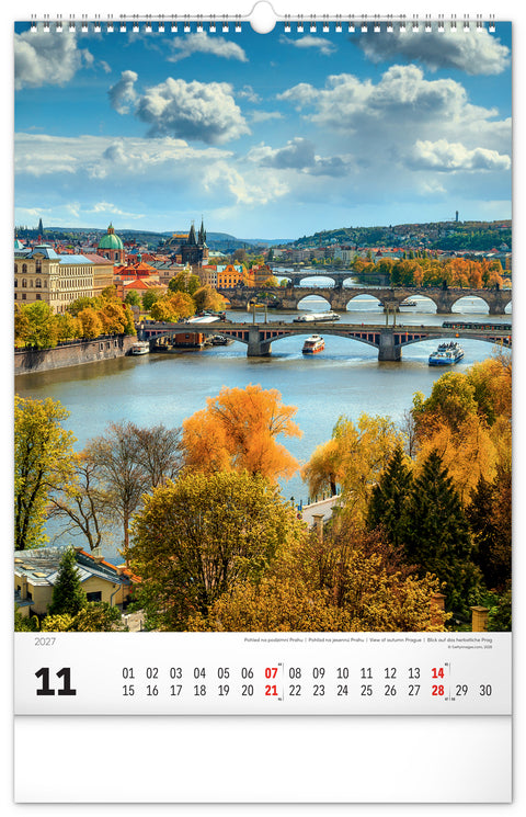 Wall calendar Prague 2027, 33 x 46 cm