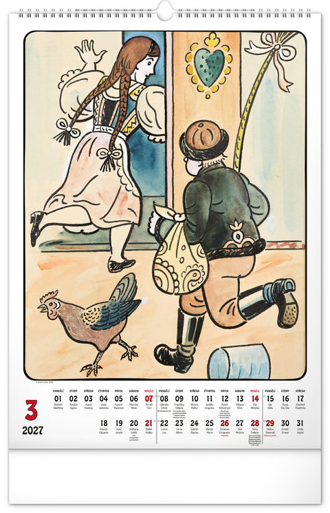 Wall calendar Josef Lada 2027, 33 x 46 cm