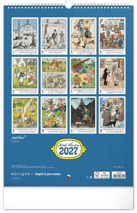 Wall calendar Josef Lada 2027, 33 x 46 cm