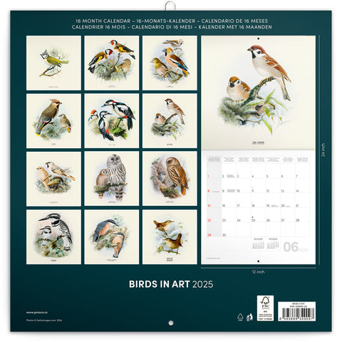 Wall planner Birds 2025, 30 x 30 cm